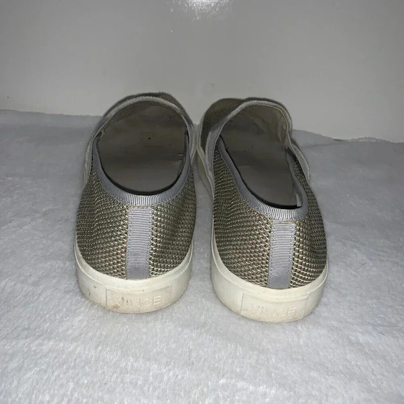 Vince Blair Women's 8 Shoes Gray Taupe Slip-On Sneakers Woven Fabric Texture - Picture 3 of 16
